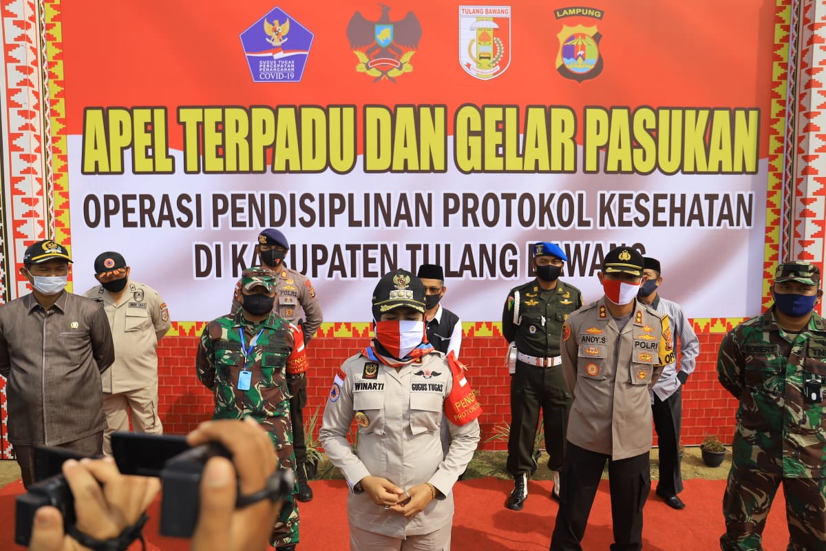 Bupati Tuba Pimpin Apel Terpadu Dan Gelar Pasukan Pendisiplinan Protokol Kesehatan 